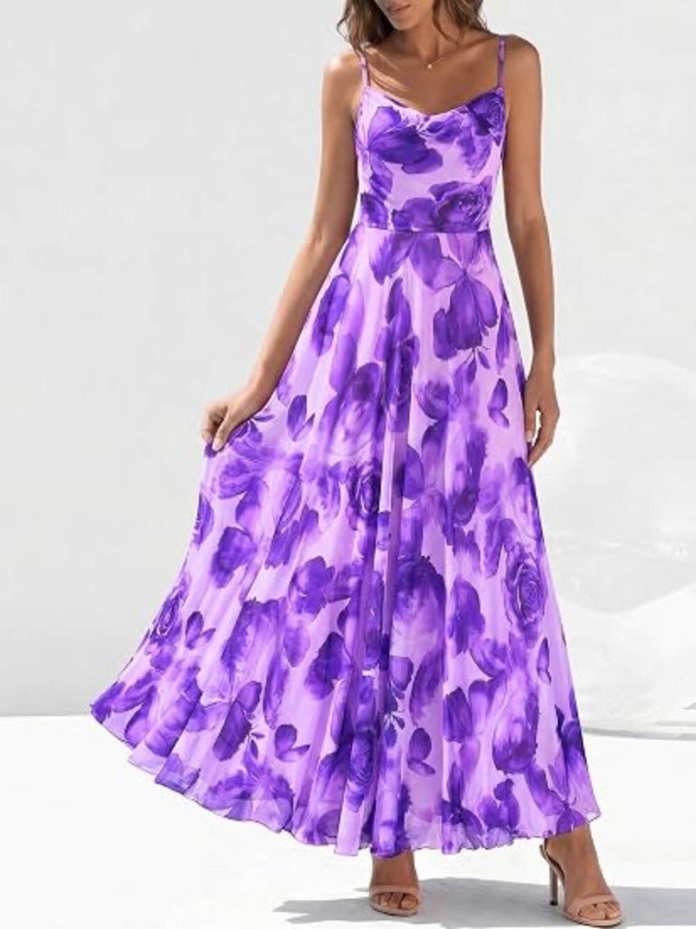 Floral Maxi Dresses Elegant Spaghetti Strap Dress Printed Party Dre